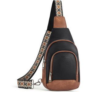 Women Crossbody Purse Small Leather Crossbody Bags Fanny Pack for Travel-Black